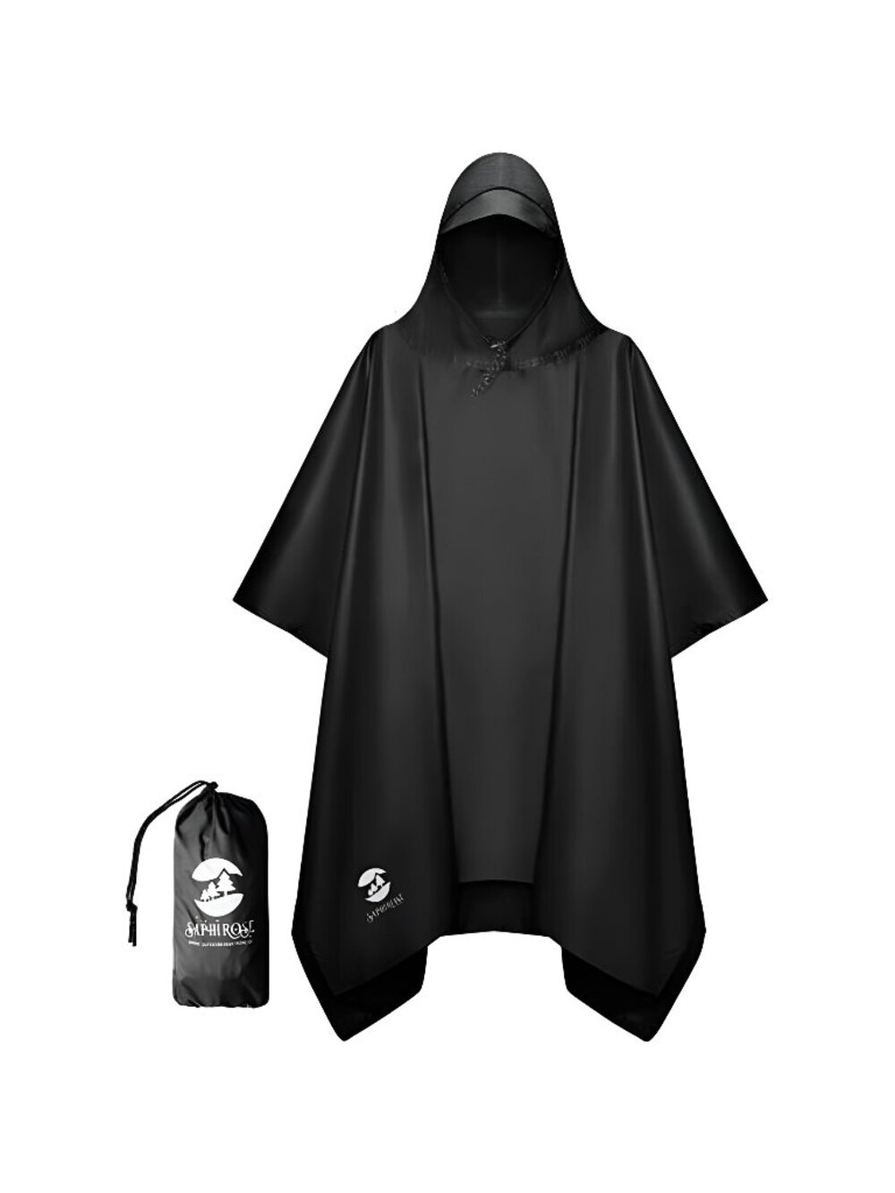 Hooded Rain Poncho Waterproof Raincoat Jacket for Men Women Adults